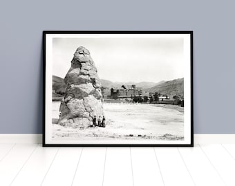 Liberty Cap and National Hotel Photo, Print from original 1909 glass plate negative, Vintage Yellowstone Print, Mammoth Hot Springs