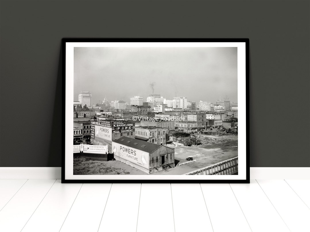 Downtown Portland Oregon Cityscape Photo BW Print From - Etsy
