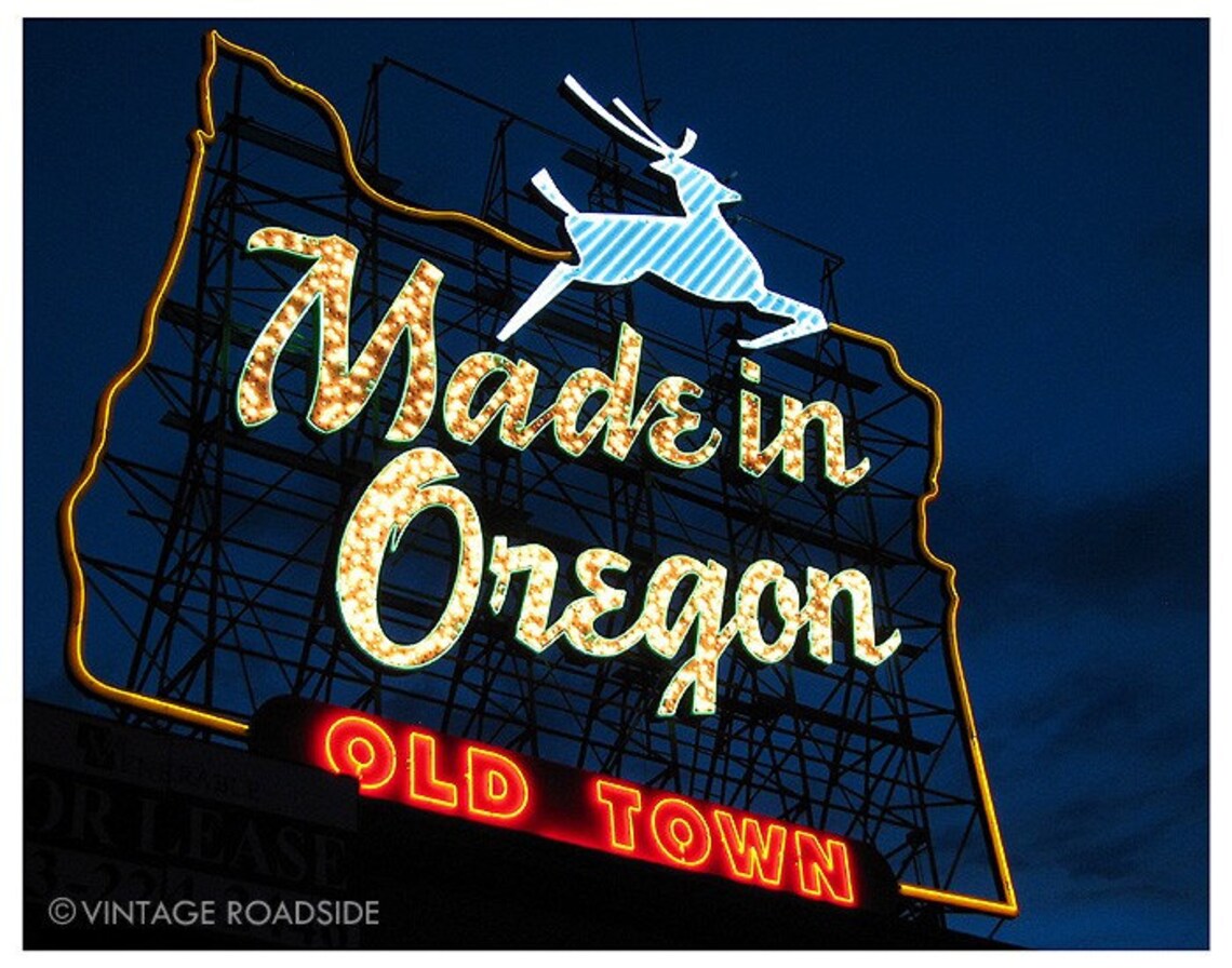 Made in Oregon Neon Sign Print Portland Oregon Photo Fine Etsy