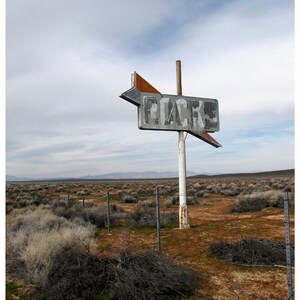 Old Neon Cafe Sign Print, Fine Art Photography, Muroc California Desert Print, Abandoned Americana, Rusty Neon Sign Photo, Sign Gone image 2