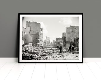 1906 San Francisco Earthquake Photo, Black and White Print from original glass plate negative, Bay Area Great Quake, Vintage California