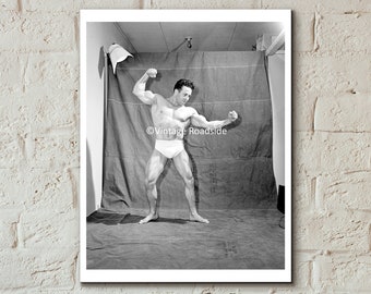 Vintage Bodybuilder Photo, Sam Loprinzi, Archival Print from Original 1947 Negative, Weight Lifter, Gym Wall Art, Muscle Man, Beefcake
