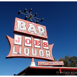 Joe's Liquor Store Neon Sign Photo, Rock Springs, Wyoming, Midcentury Wall Art, Googie Neon Sign Photography, Wyoming Decor, Vntage Sign Art image 2