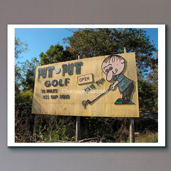 Putt Putt Mini Golf Sign Print, Batesville, Arkansas 8x10 Photo, Old Roadside Advertising Print, Mini Golf Billboard Photo, Folk Art Print