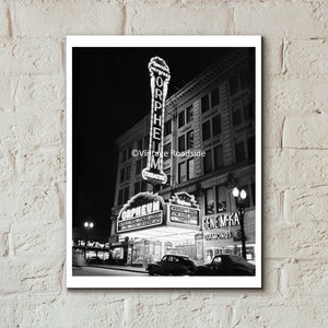 Vintage Movie Theater Neon Sign Photo, Orpheum Theatre, Downtown ...