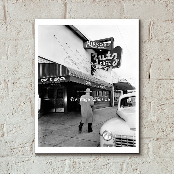 Vintage Cocktail Lounge Photo, Zutz Cafe, Vancouver Washington, Archival Print from original 1954 Negative, Dive Bar Neon Sign