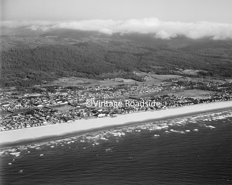 Vintage Aerial Photo of Seaside Oregon BW Archival Print From Etsy