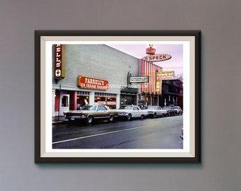 Original Farrell's Ice Cream Parlor Photo, Color Print from 1966 35mm Slide, Portland Oregon, The Speck Drive In, Kentucky Fried Chicken