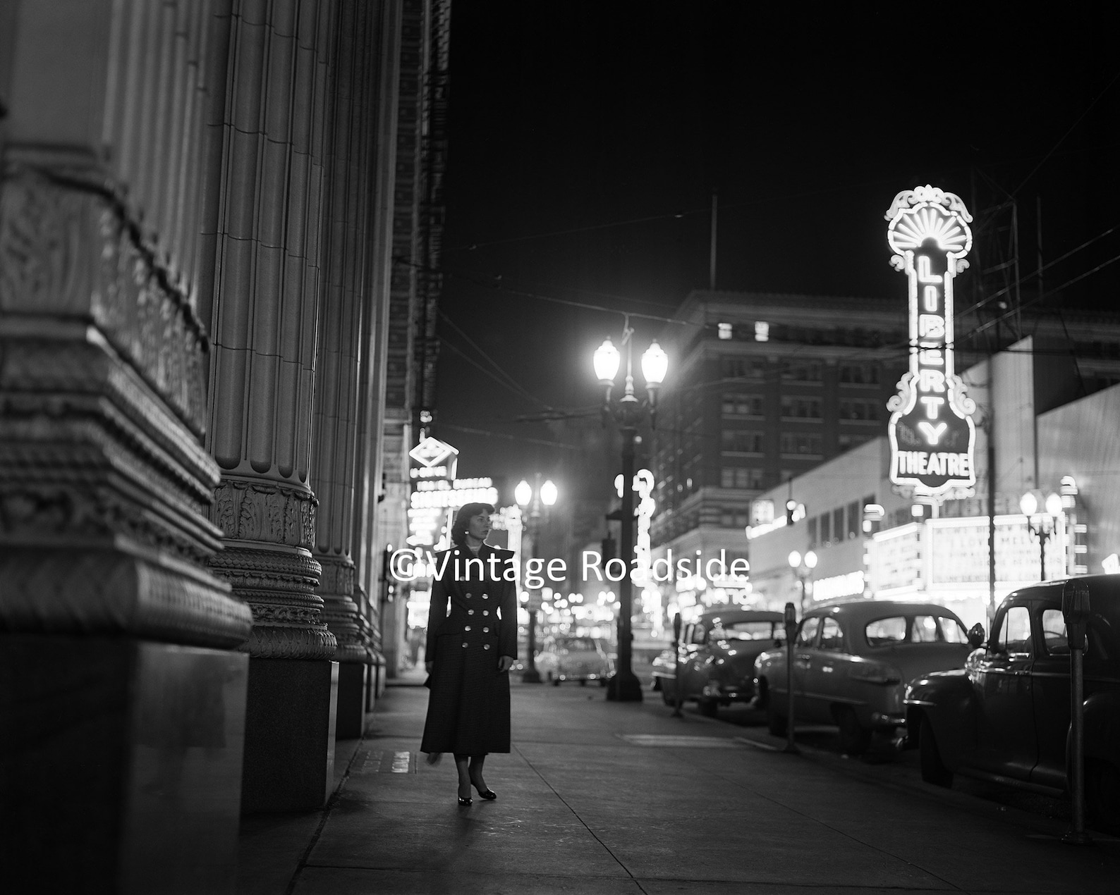 Vintage Downtown Portland Oregon At Night Photo Sw Broadway Etsy