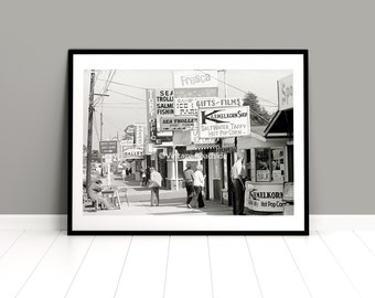 Vintage Depoe Bay Oregon Photo, Archival Print from Original 1971 Negative, Beach House Decor, Gift Shops, Deep Sea Fishing, Oregon Coast