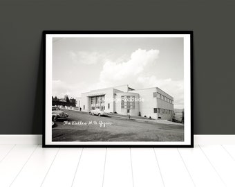 The Dalles High School Gym Vintage Photo, Archival print from original 1940s negative, Oregon Art Deco Architecture, Kurtz Gymnasium