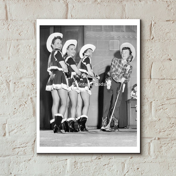 1950s Cowgirls in Western Wear, Dancing Cowgirls in Fishnet Stockings, Portland, Oregon Fine Art Photography, Western Print, Old West Decor