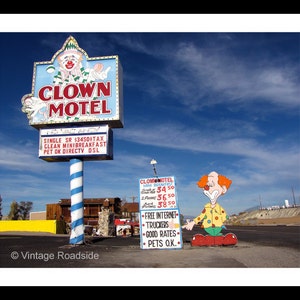 Clown Motel, Tonopah, Nevada, Fine Art Photography, Road Trip Print, Scary Clown Sign, Nevada Photography, Travel Wall Art image 3