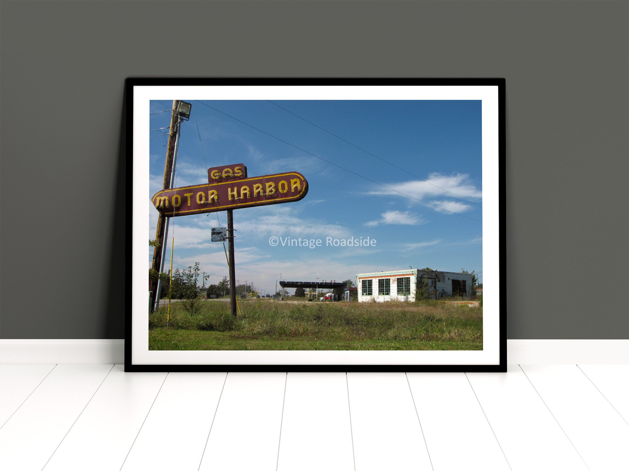 Abandoned Gas Station Print Neon Sign Photo Poplar Bluff