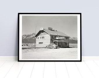 The Sawtooth Hotel Photo, Stanley, Idaho, Archival print from original 1940 negative, Vintage Log Cabin Hotel, Idaho Wall Art, Cabin Decor