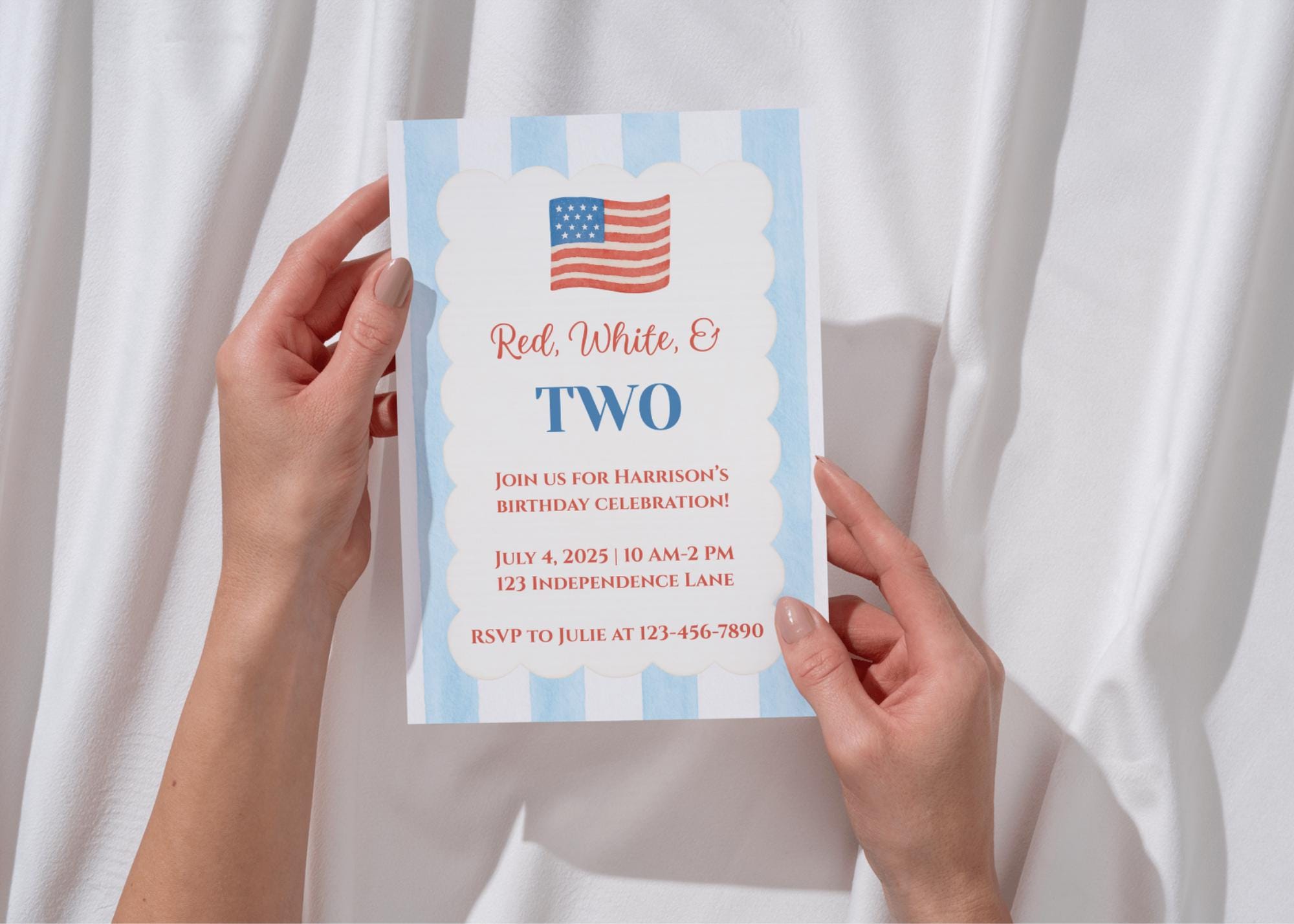 Two Birthday Invite Red, White, and TWO Birthday Invite | 2nd Birthday | USA Birthday ...