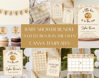 Bun in the Oven Baby Shower Invitation & Decor Bundle: Editable Canva Template (Digital Download)