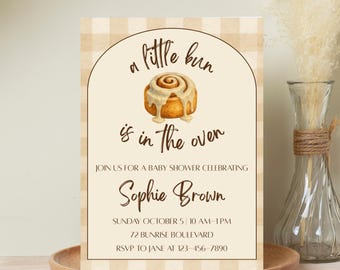 A Little Bun is in the Oven Baby Shower Invitation | Bakery Theme Shower Invitation | Editable Canva Template | Digital Baby Shower Invite