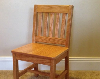 Child Chair 14-in seat H - Honey Brown - Oak Solid Wood - Kids Chair - Quality Childrens Furniture - Grandchild Gift - Small Wood Chair