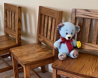 Child Chairs 12-in seat H - Dark Oak - Set of 4 - 1930's Inspiration School Chair