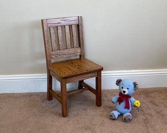Child Chair 12-in Seat H - Dark Oak Solid Wood Chair - Toddler Chair - Quality Children's Furniture for Children's Gift