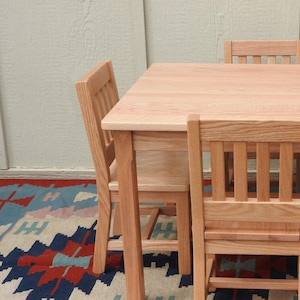 Child Square Table and 4 Chairs - Table 30&quot; Sq. x 22&quot;H & Chair 12&quot;H Seat - Natural Clear Finish - Toddler Set - Grandchild Gift - Solid wood