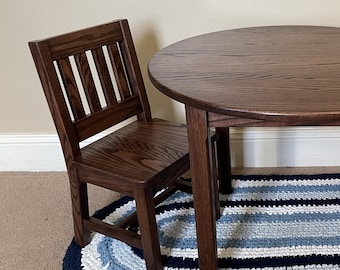 Child 30" Round Table 22"H and 4 Chairs 12" Seat - Espresso - Gift for Child