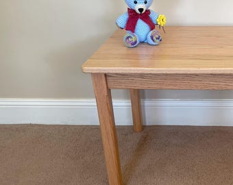 Children's Table 22"H - Clear Finish - Oak Wood - Quality Kids Furniture - Grandkids Gift - Montessori School