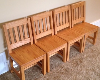 Child Chairs 12-in seat H - Honey Brown - Set of 4 - School Chair Classic