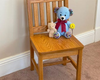 Child Chair 14-in seat H - Honey Brown - Set of 2 - Solid Oak - Grandchild Gift