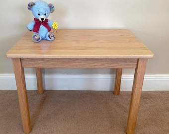 Children's Table 22"H - Clear Finish - Oak Wood - Quality Kids Furniture - Grandkids Gift - Montessori School