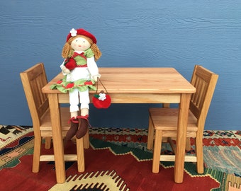 Child Table 22" H & 2 Chairs 12" Seat H- zero VOCs 100% solvent free, Natural Ingredients, Hand-Rubbed- Waldorf School- Homeschool Furniture