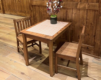 Child Table 24"H & 2 Chairs 14" Seat - Dark Oak - Quality Children's Furniture - Gift for Child - Home School Furniture