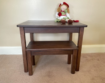 Child Table and Bench Set - Espresso - Children's Furniture for Home School - Grandchild gift