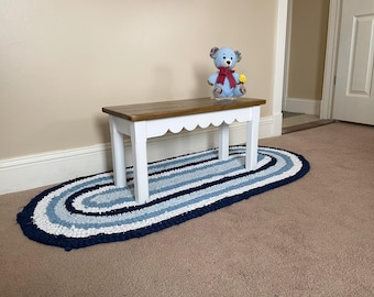Child Scallop Bench Painted - Choose Length, Height, & Seat Stain Color
