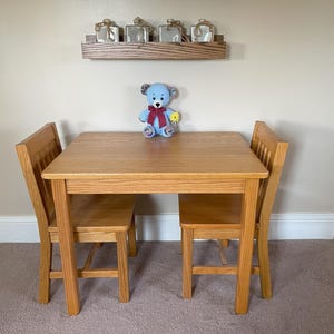 Child Table 22&quot;H & 2 Chairs 12&quot; Seat - Honey Brown - Quality Children&#39;s Furniture Made to Order - Toddler Wooden Furniture