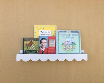 Picture Ledge Scallop Edge Down - Choose Color & Size - Art, Frames, Bookshelf, or Gallery Display