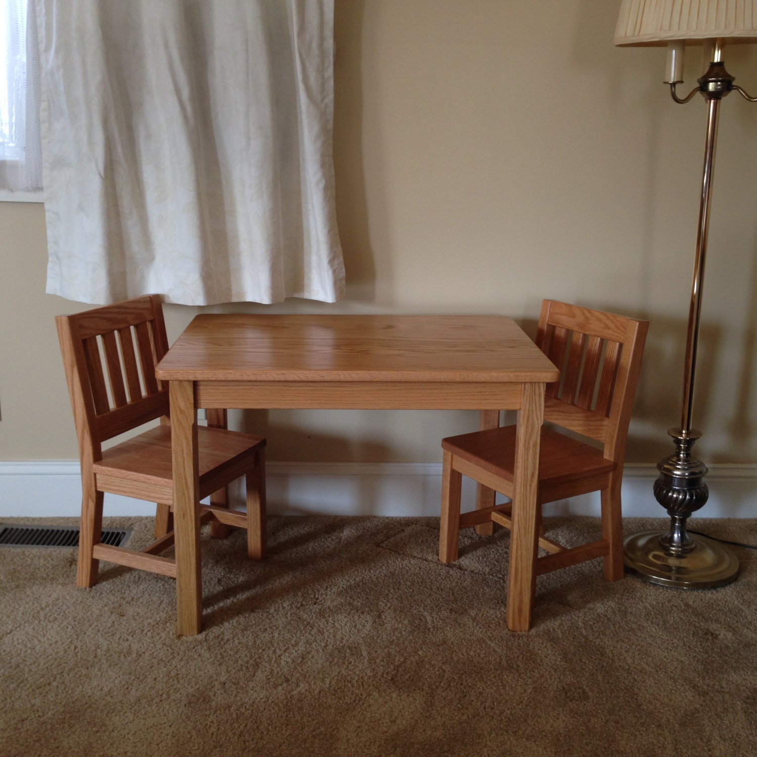 Oak childrens table and chairs deals