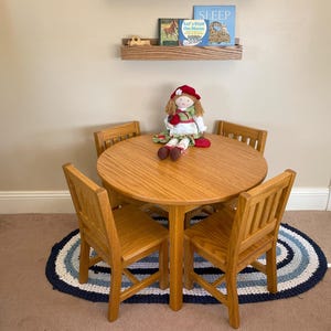 Round Child Table and Chairs - Table 30&quot; diameter & Chairs 12&quot; Seat Height -  Honey Brown - Toddler Table and 4 Chair Set