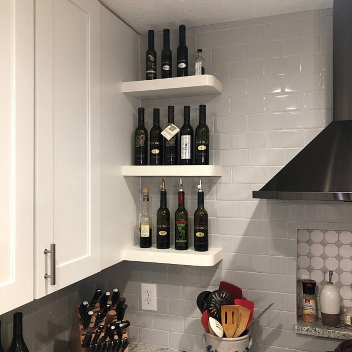 Floating Corner Wall Shelf White 13/4 in Thick 157/8 Etsy