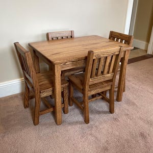 Child Table and Chairs - Table 22&quot;H & 4 Chairs 12&quot; Seat- 5 Finish Choices -Toddler Table and Chair -Grandchild Gift -Kid Play Activity Table