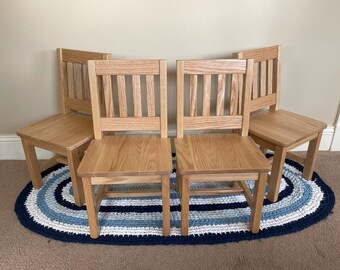 Child Chairs 12-in seat H - Natural wood, Clear Finish - Set of 4 - Heirloom Gift