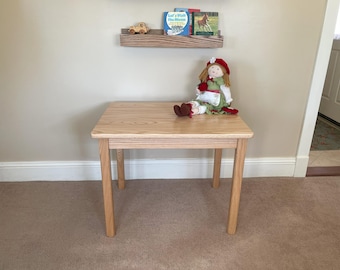 Child Table 24"H - Clear Finish - Oak Wood - Quality Furniture - Play Table for Grandkids Gift