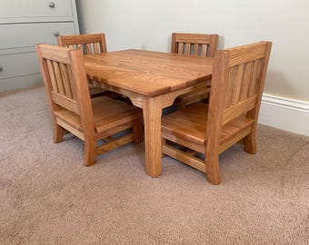 Montessori School Table & 4 Chairs - Table 13"H, Chairs 6" Seat H - zero VOCs, solvent free