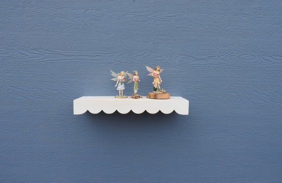 White Floating Shelf Nursery Decor Girls Bedroom Floating Shelf Scallop Shelf Wall Shelf White Shelf Custom 24 X 8