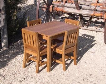 Child Table and Chairs - 22" H Table & 4 Chairs -  Honey Brown - Toddler Table and Chair - Quality Child's Furniture Kid Gift - Chair Set