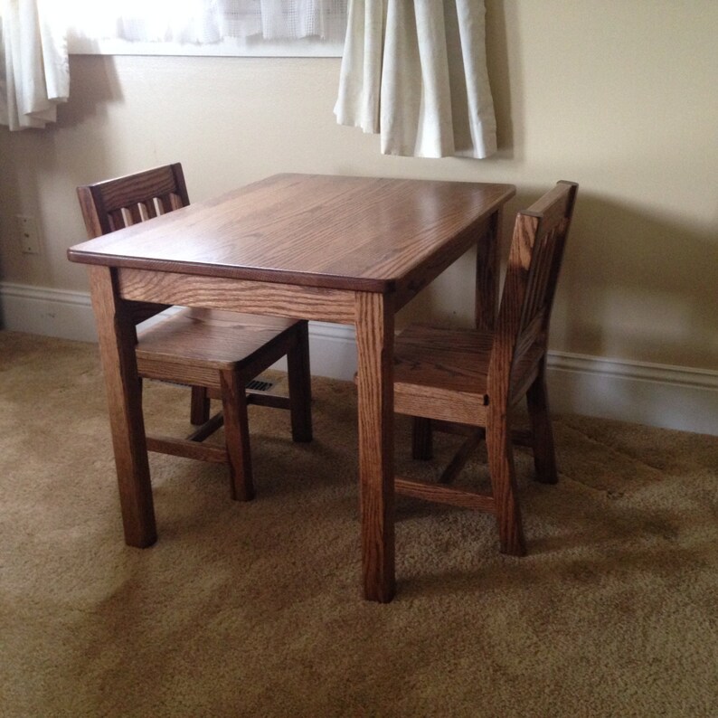 Wood Children's Table and Chairs Set 22 H Child Etsy