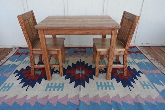 childrens oak table and chairs