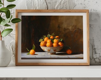 Bowl of Oranges- Printable Art | Moody | Oil | Vintage | Antique | Dark | Classic