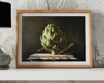 Classic Artichoke- Printable Art | Kitchen | Vegetable | Moody | Tasteful | Oil | Vintage | Antique